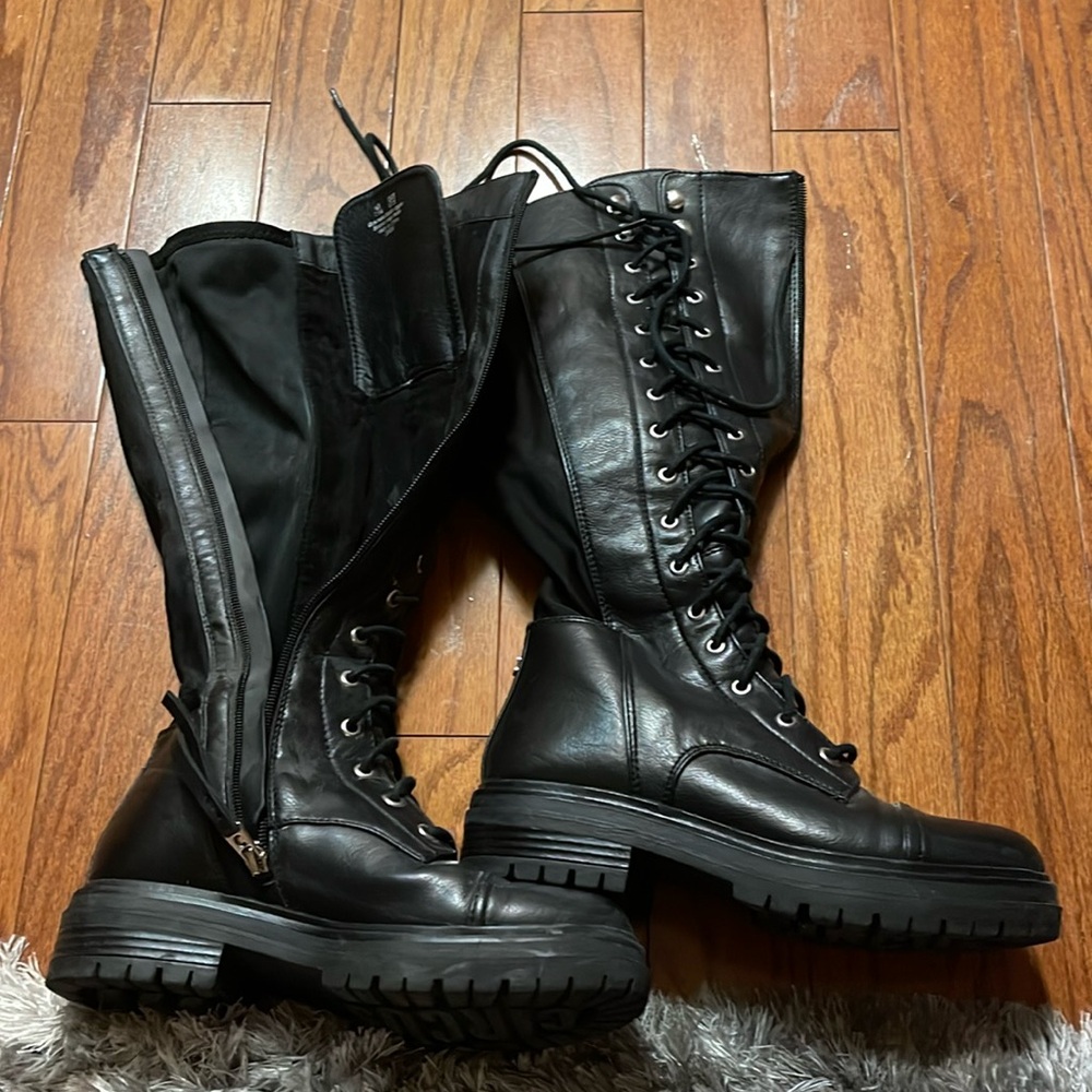 Circus Black Knee High Zip Up Boot